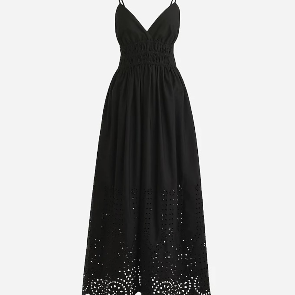 J.CREW V-neck smocked-waist dress in cotton poplin size 12P NWT